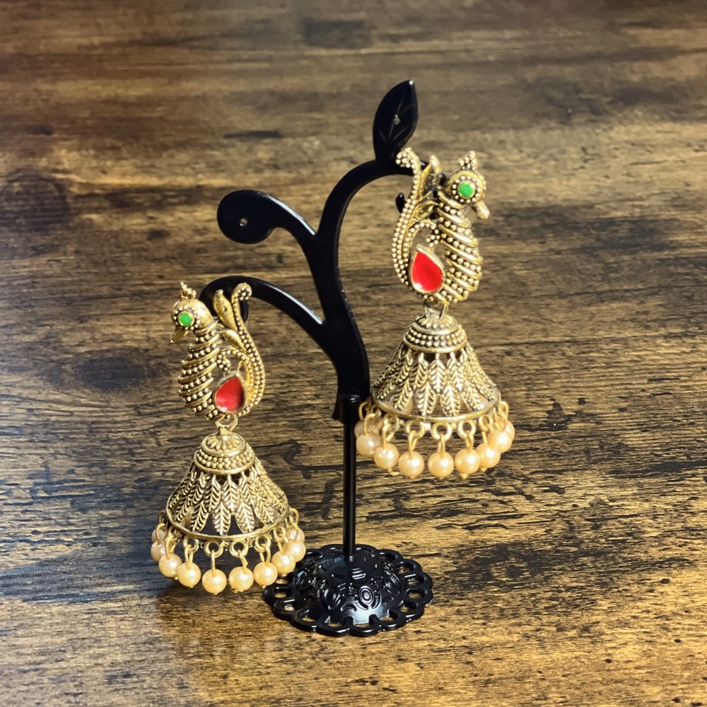 Oxidized Gold Plated Jhumka Earrings/ Indian Fashion Jewellery